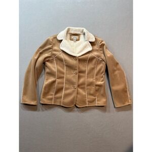 Mulberry Street Boho Chic 70s Retro‎ Faux Sheepskin Soft Brown Jacket Women L